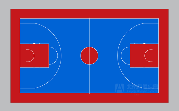 塑膠籃球場配色平面圖