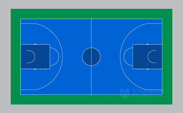 藍綠塑膠籃球場平面圖