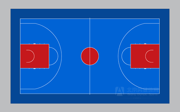 塑膠籃球場藍(lán)色配色方案圖片